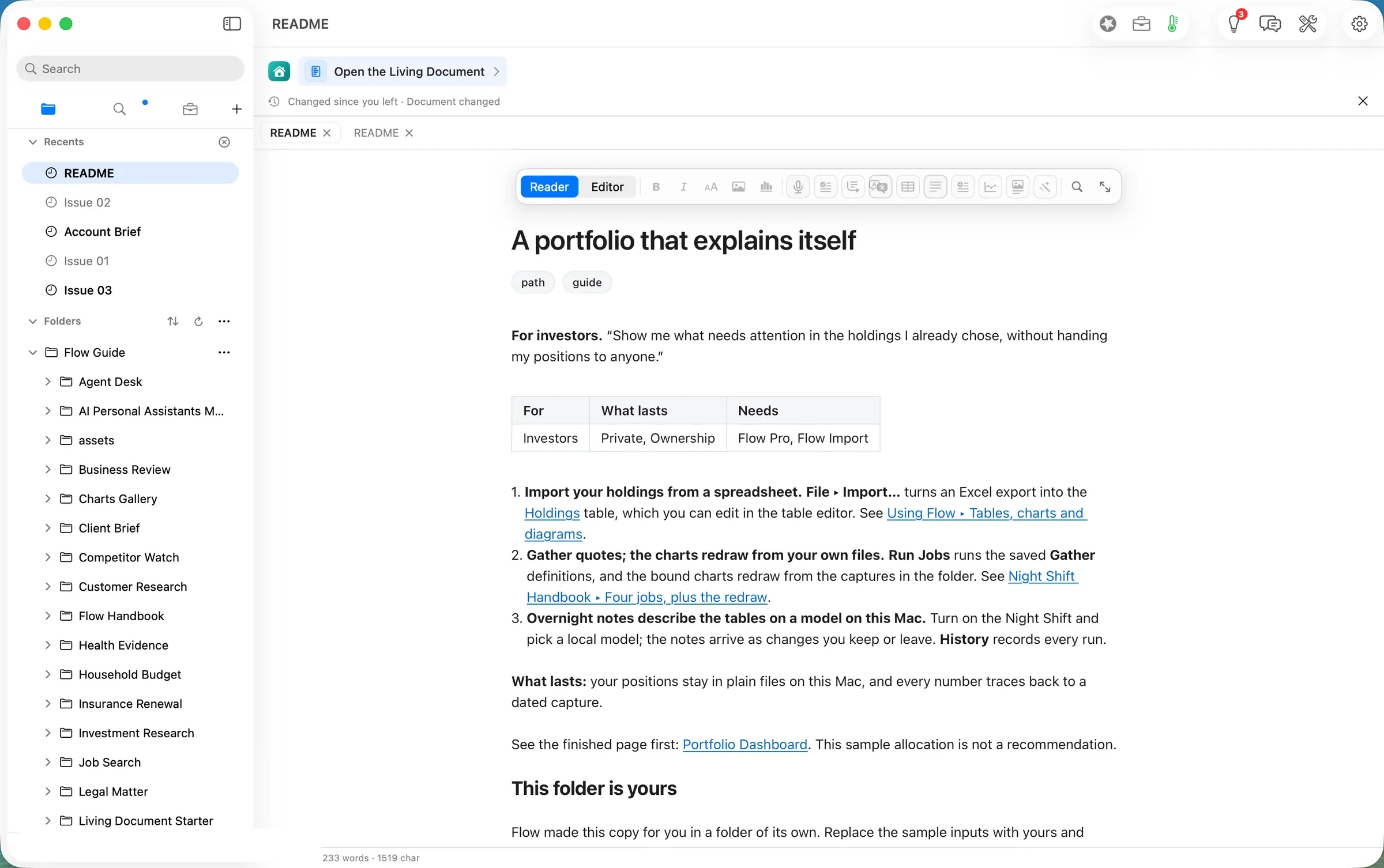 The path's README in its own copy of the folder