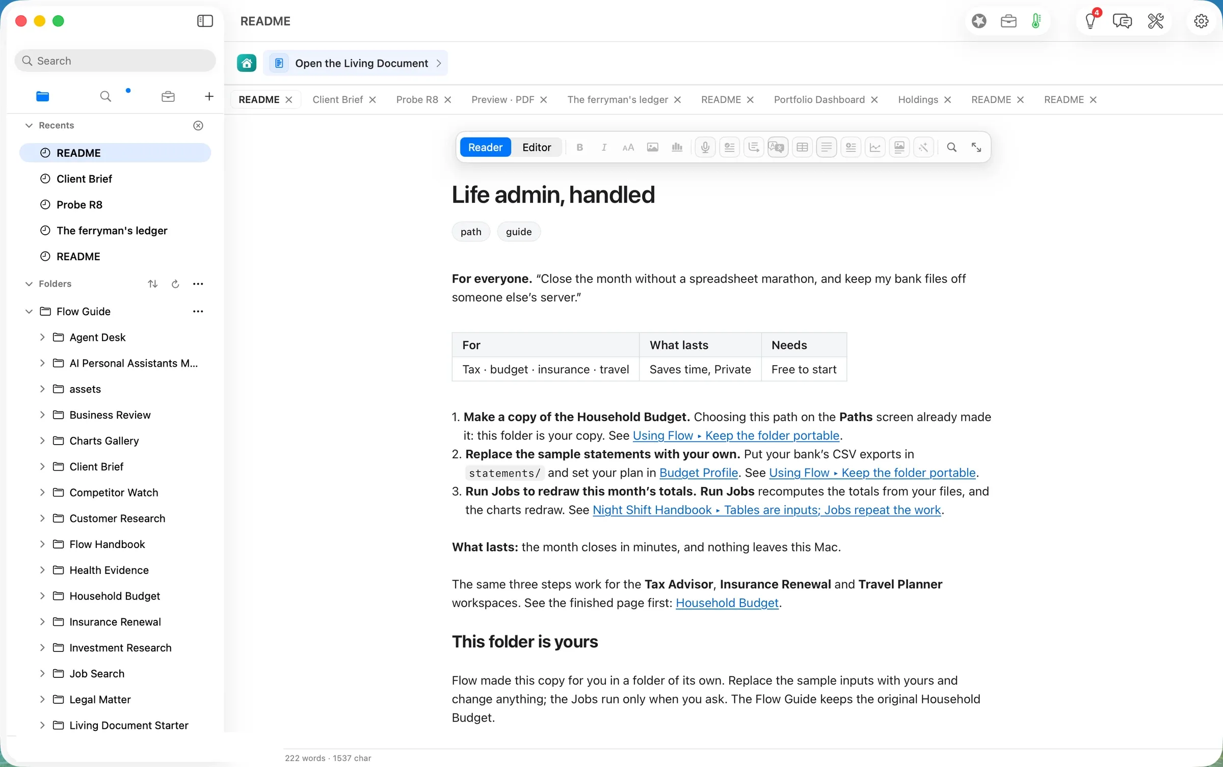 The path's README in its own copy of the folder