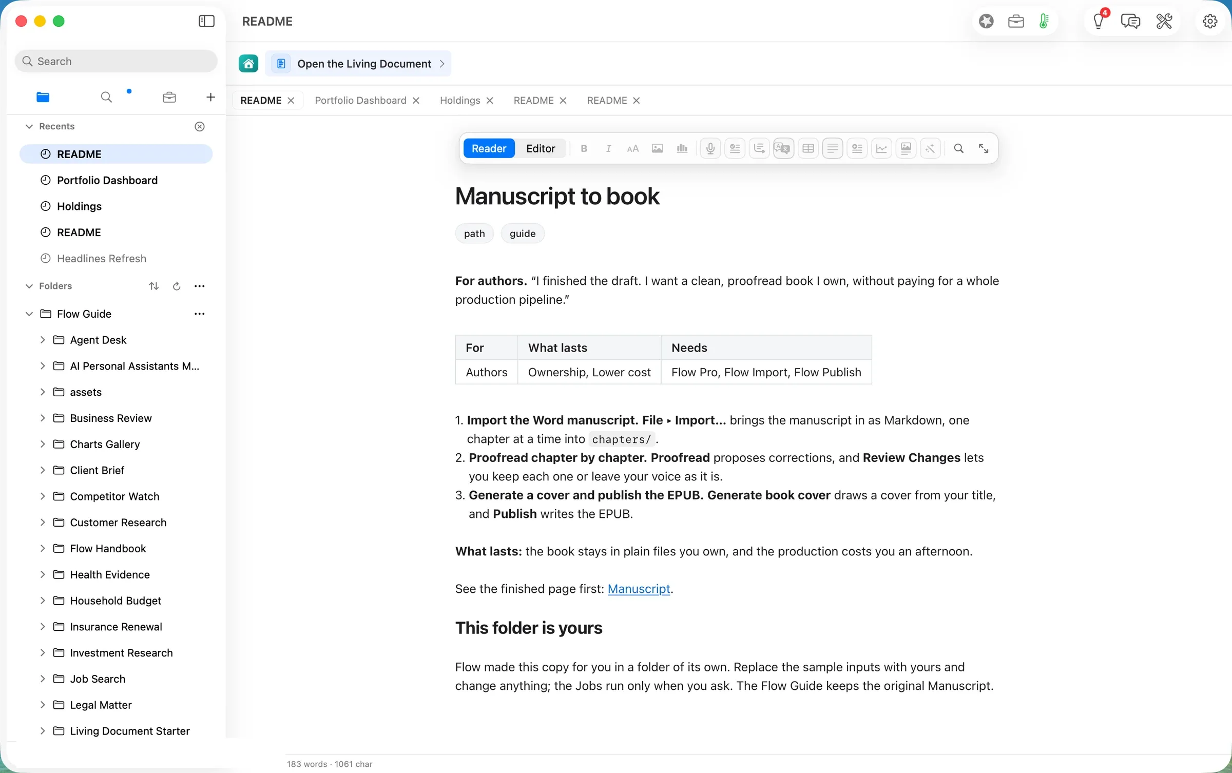 The path's README in its own copy of the folder