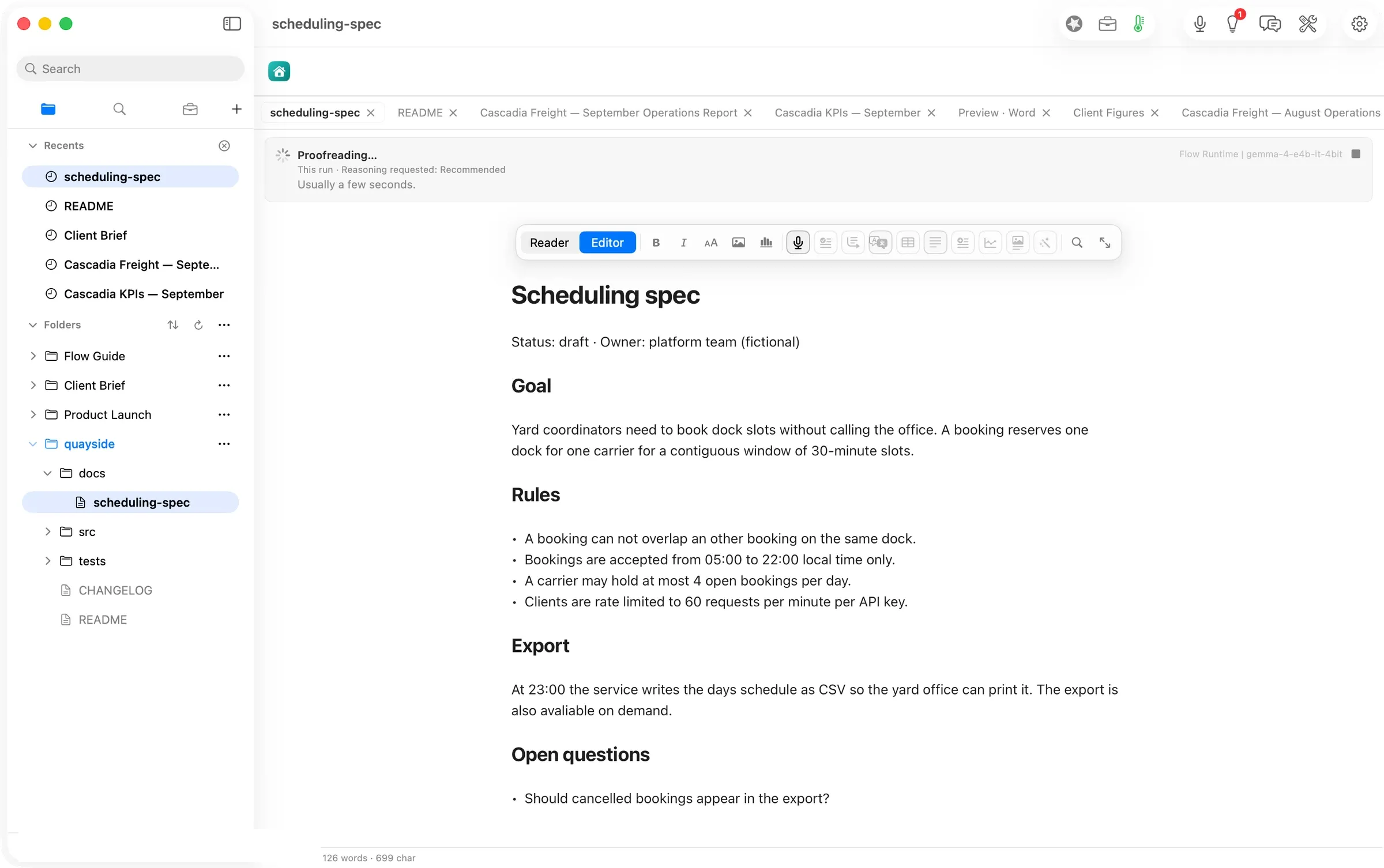 Proofreading on Flow Runtime