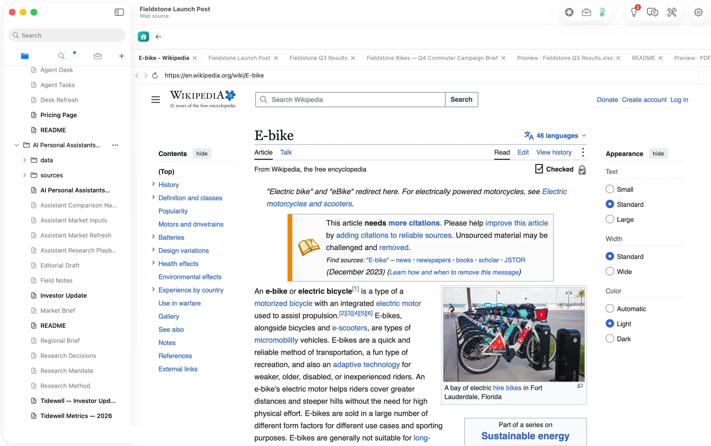 The background page, opened inside Flow