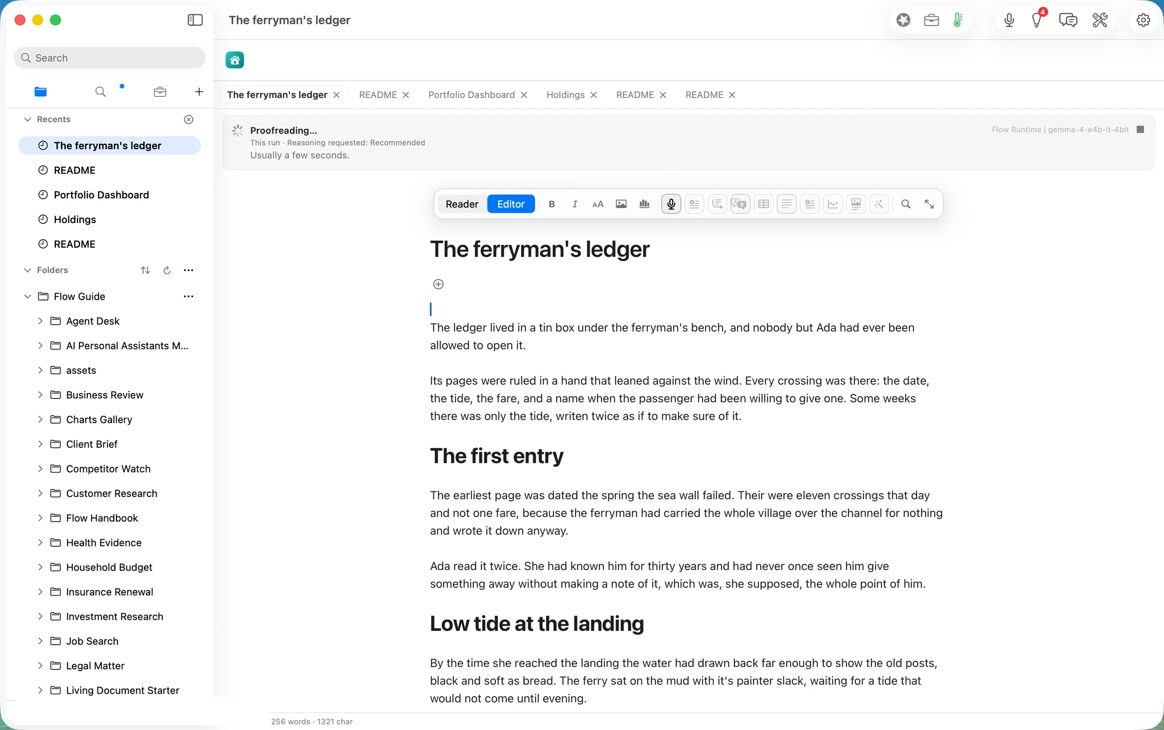 Proofreading on Flow Runtime, gemma-4-e4b