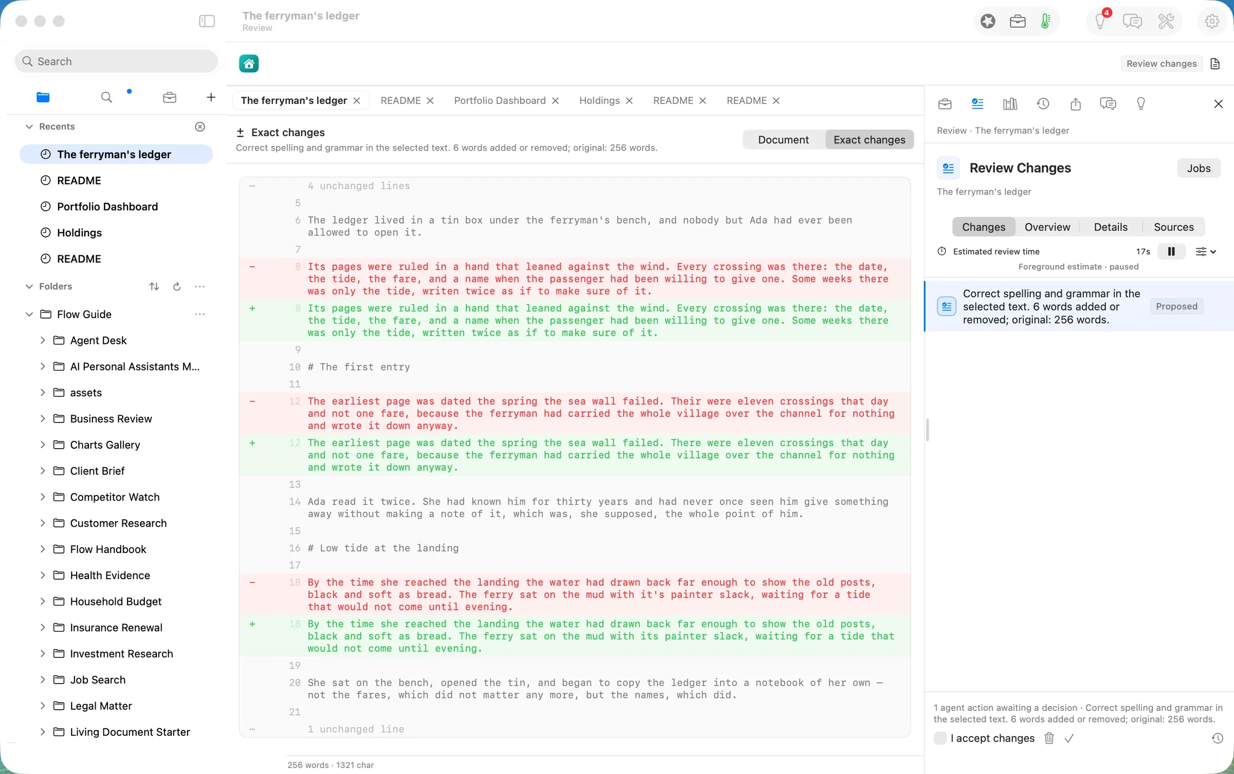 Exact changes: three corrections, nothing else touched