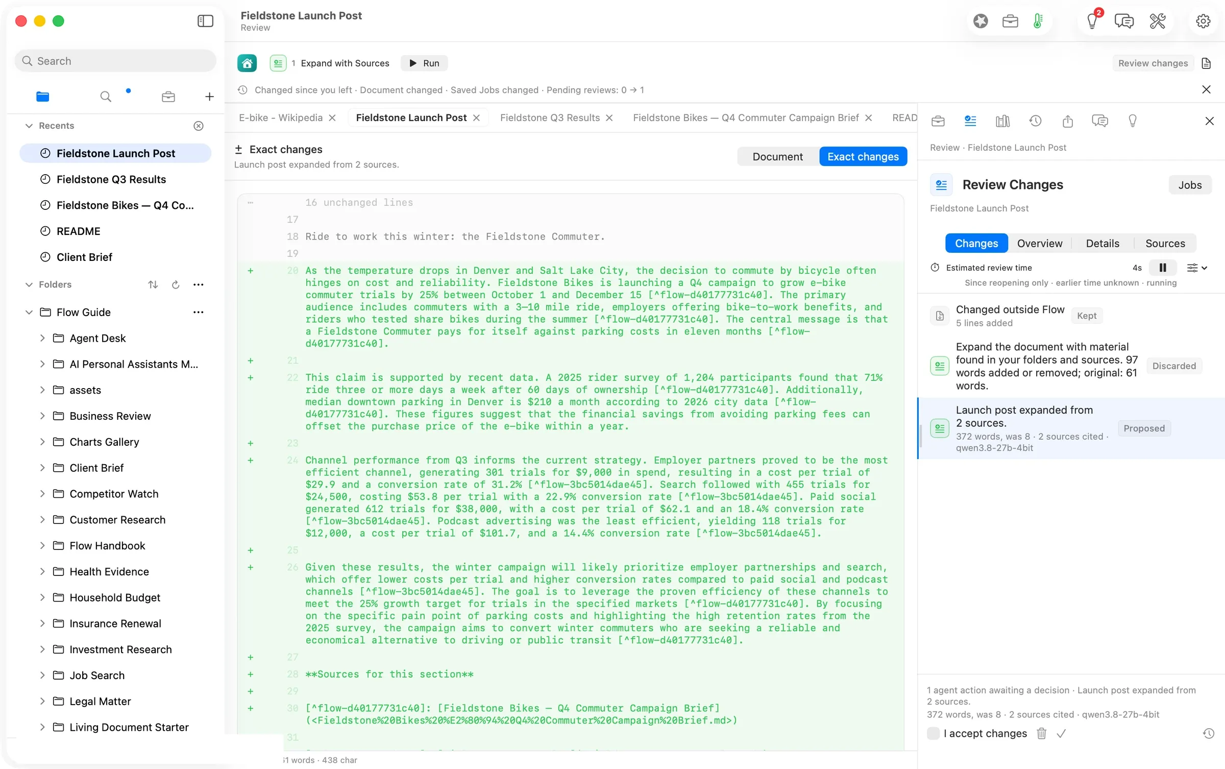 Exact changes: the added lines, each with its footnote