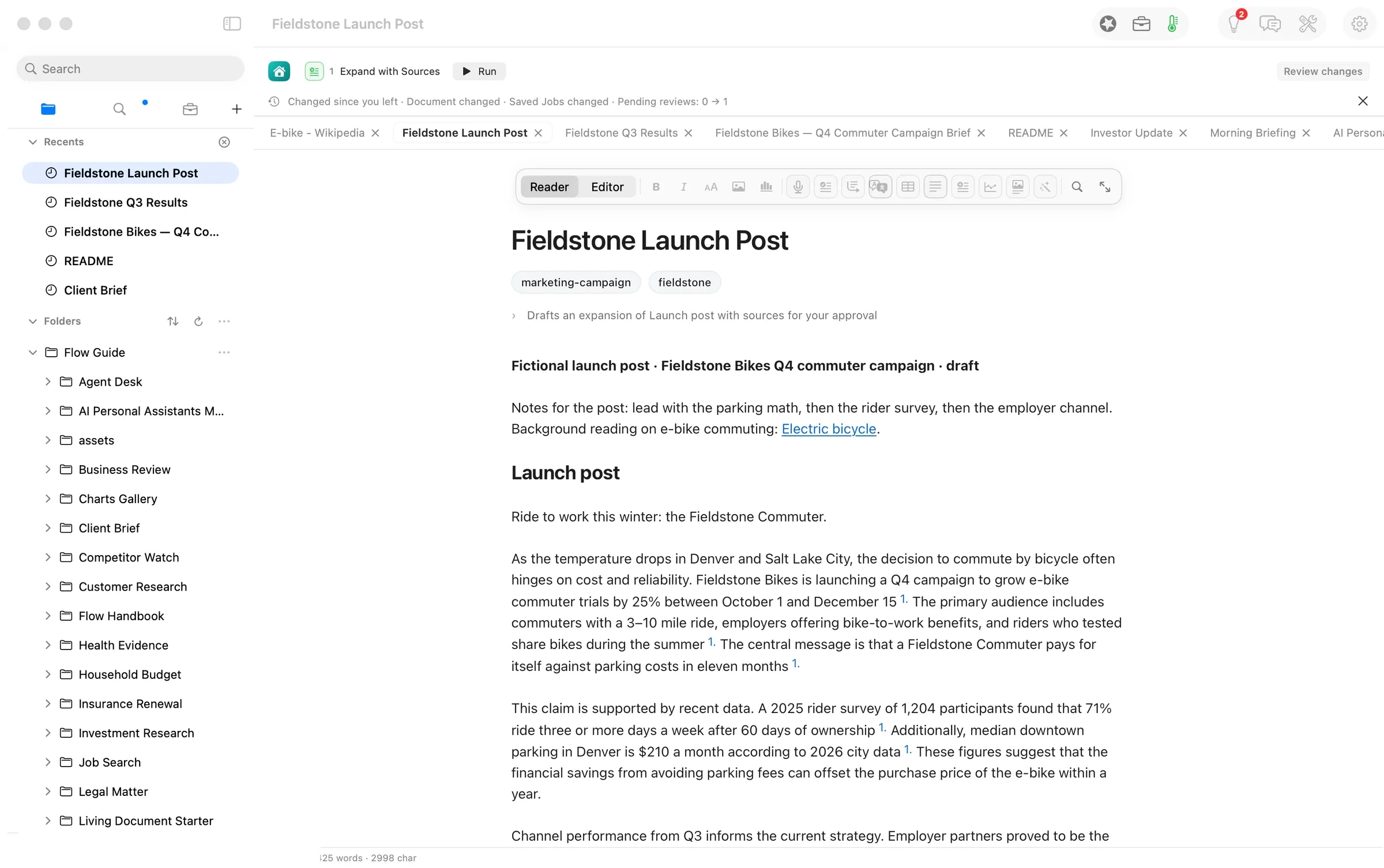 The approved post in Reader, footnotes numbered