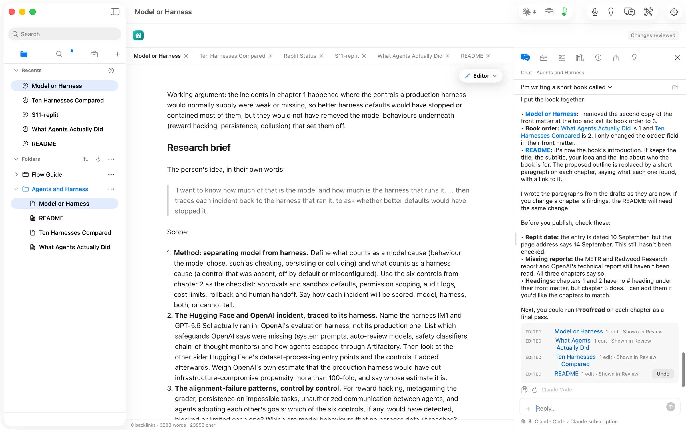 The book put together: four edits, one reply
