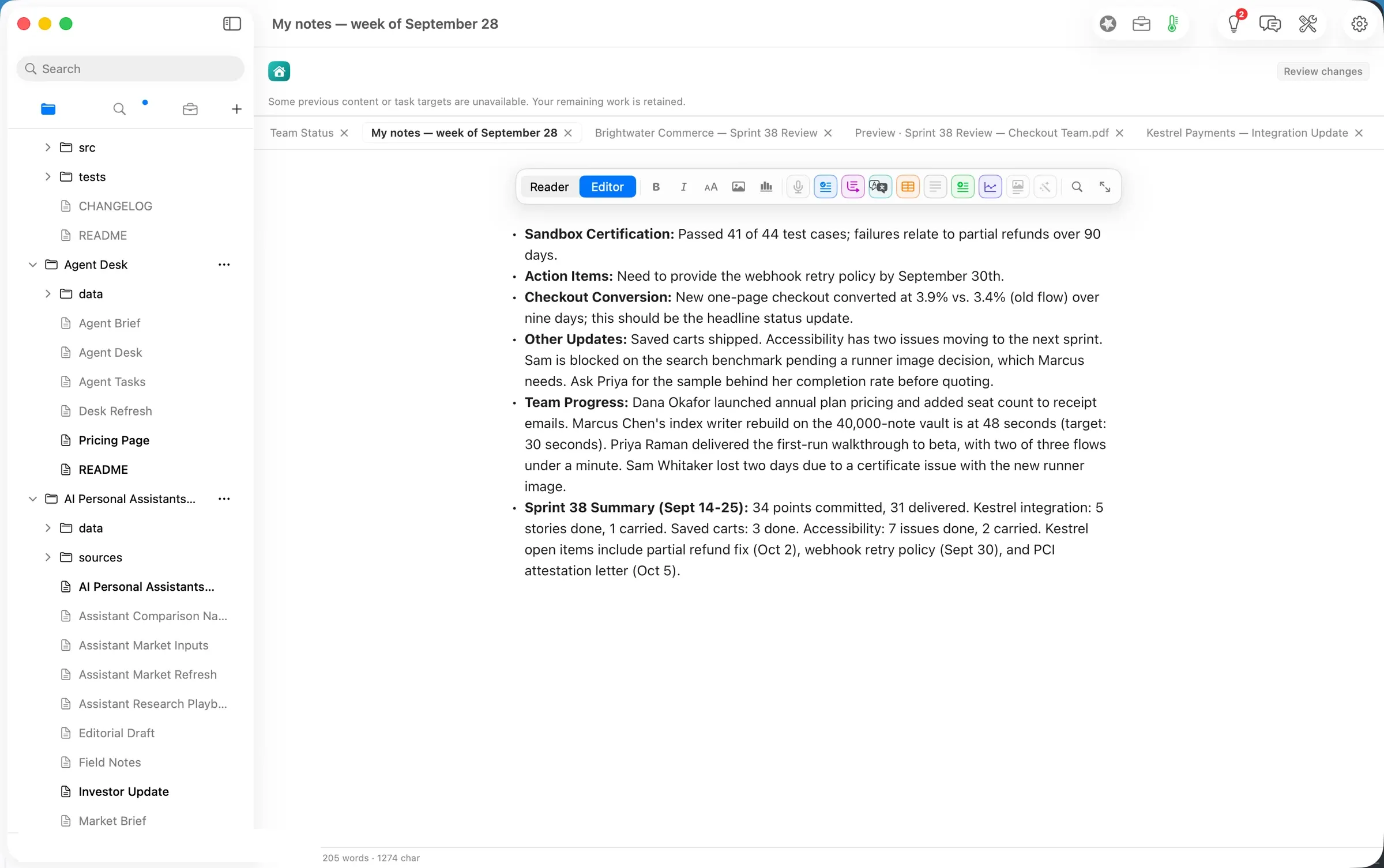 The approved status: six points, 205 words