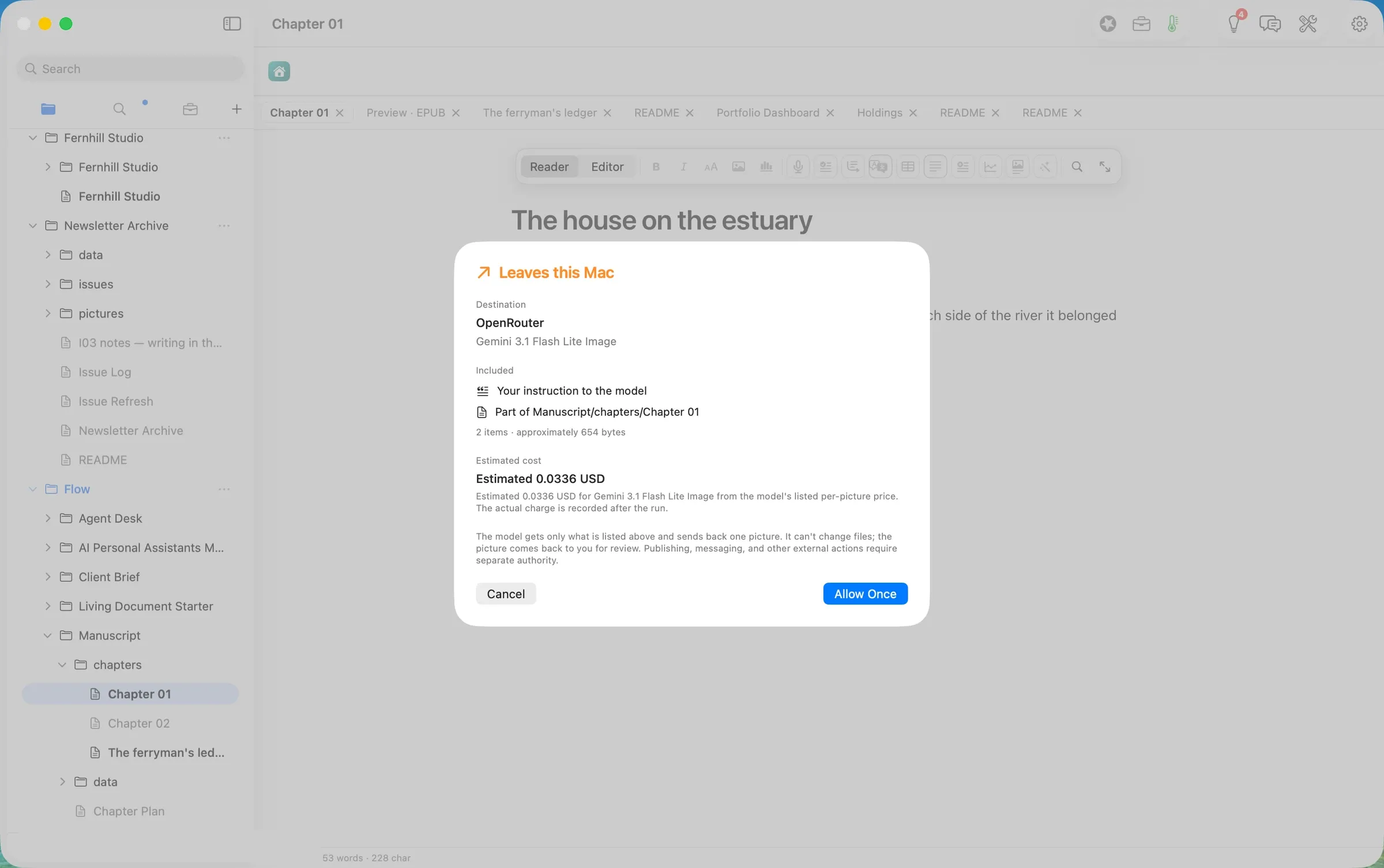 Leaves this Mac: the destination, what is sent, and the estimated cost