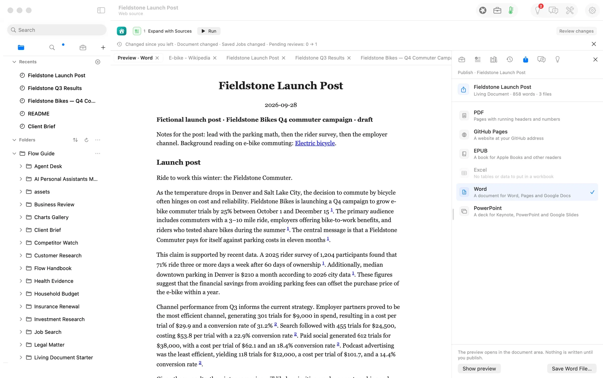 The Word preview: footnote numbers, not markers