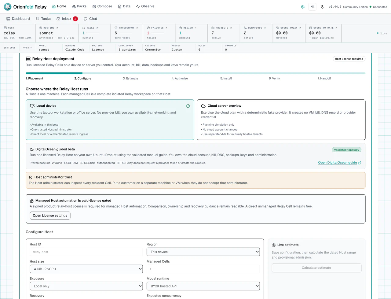 Relay Host deployment placement and license boundary